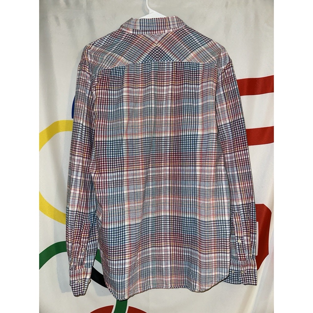 Threads Saks Fifth Avenue Button Up Shirt Medium Plaid Linen Blend Long Sleeve - Picture 5 of 7